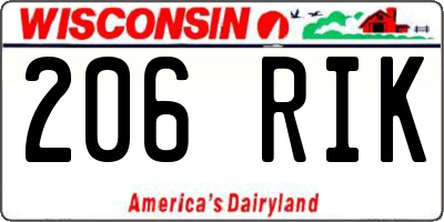 WI license plate 206RIK