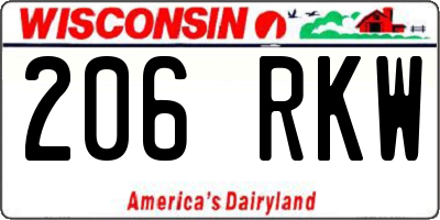 WI license plate 206RKW