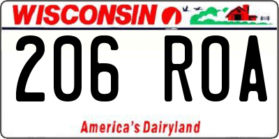 WI license plate 206ROA
