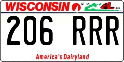 WI license plate 206RRR