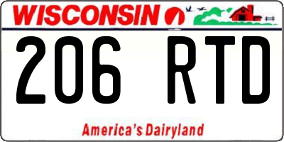 WI license plate 206RTD