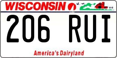 WI license plate 206RUI