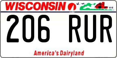 WI license plate 206RUR