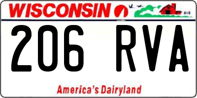 WI license plate 206RVA