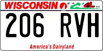 WI license plate 206RVH