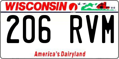 WI license plate 206RVM