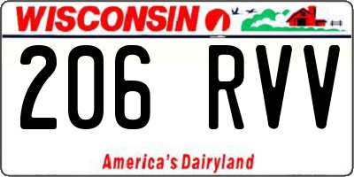 WI license plate 206RVV