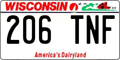 WI license plate 206TNF