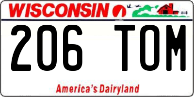 WI license plate 206TOM