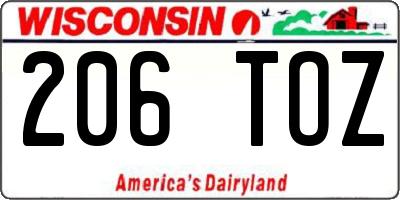 WI license plate 206TOZ