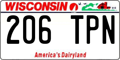 WI license plate 206TPN