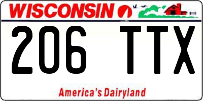 WI license plate 206TTX