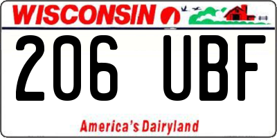 WI license plate 206UBF