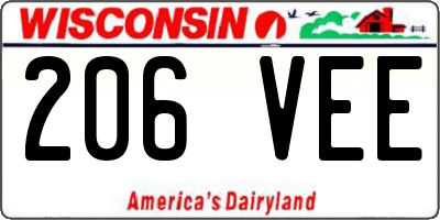 WI license plate 206VEE