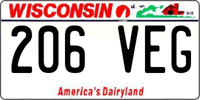 WI license plate 206VEG
