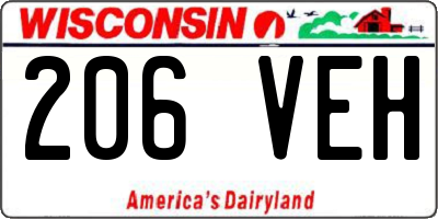 WI license plate 206VEH