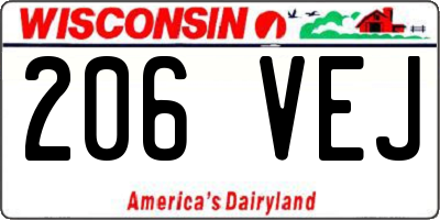WI license plate 206VEJ