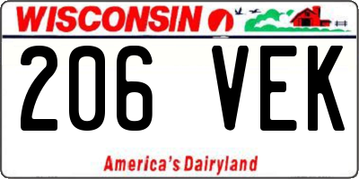 WI license plate 206VEK
