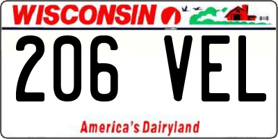 WI license plate 206VEL