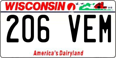 WI license plate 206VEM