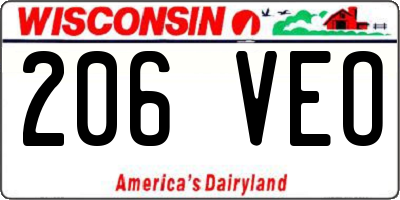 WI license plate 206VEO