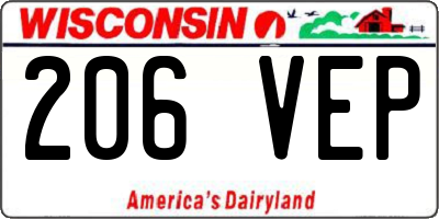 WI license plate 206VEP