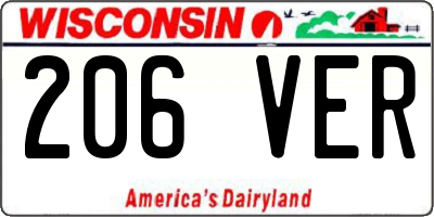 WI license plate 206VER