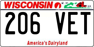 WI license plate 206VET