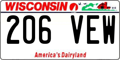 WI license plate 206VEW