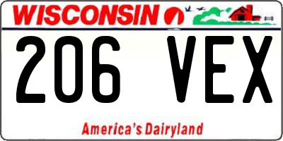 WI license plate 206VEX