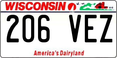 WI license plate 206VEZ
