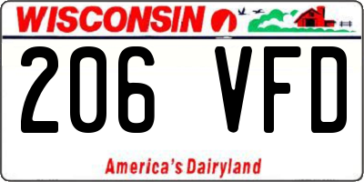 WI license plate 206VFD
