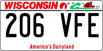 WI license plate 206VFE