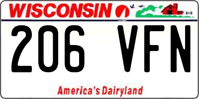 WI license plate 206VFN