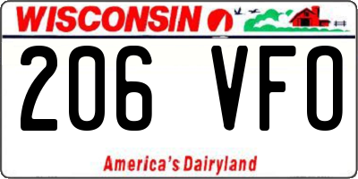 WI license plate 206VFO