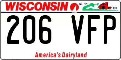 WI license plate 206VFP
