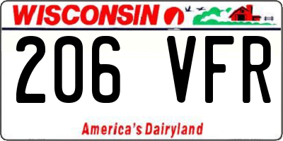WI license plate 206VFR