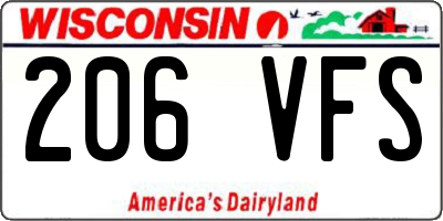 WI license plate 206VFS