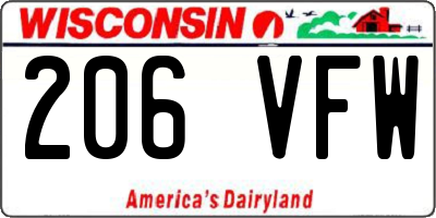 WI license plate 206VFW