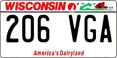 WI license plate 206VGA