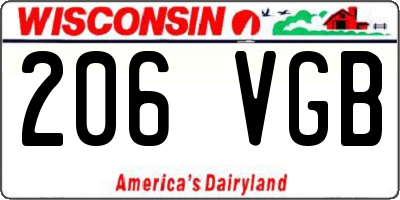 WI license plate 206VGB