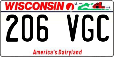 WI license plate 206VGC