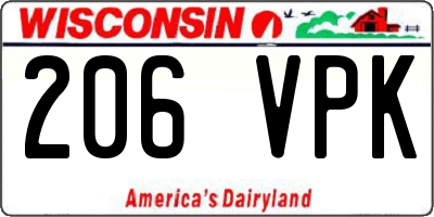 WI license plate 206VPK