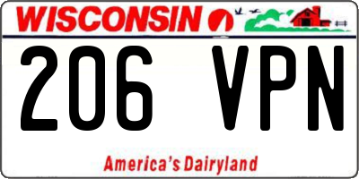 WI license plate 206VPN