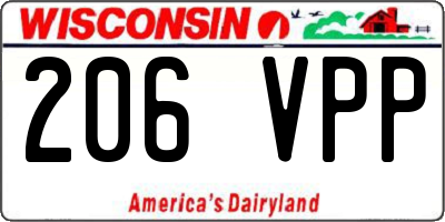 WI license plate 206VPP