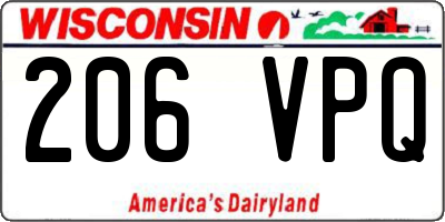 WI license plate 206VPQ