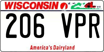 WI license plate 206VPR