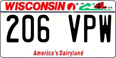 WI license plate 206VPW
