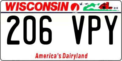 WI license plate 206VPY