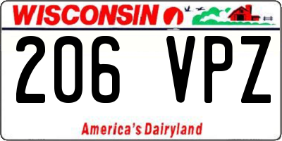 WI license plate 206VPZ